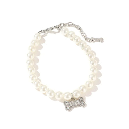 Pearl Cat Necklace Ornament for Pet Supplies