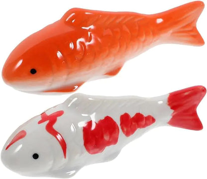 Musaner 2pcs Ceramic Floating Fish Aquarium Goldfish Koi Fish Floatable Figurines Realistic Fish Tank Fish Tea Pet Decor Outdoor Fish Pond and Fish Tank Decorations