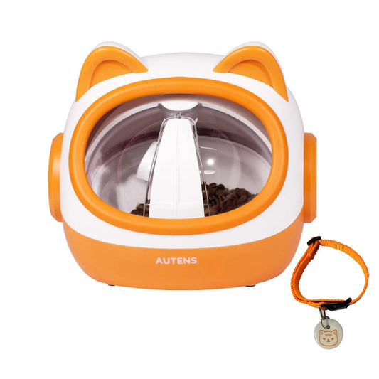 AUTENS RFID Automatic Cat Feeders Automatic Pet Feeder for Cats and Small Dogs for Separate Dietary Needs Prevent Food Stealling with Light Collar Tag